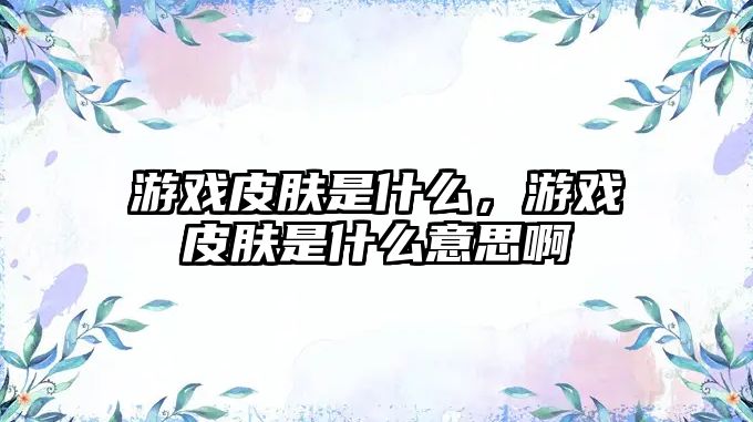 游戲皮膚是什么，游戲皮膚是什么意思啊