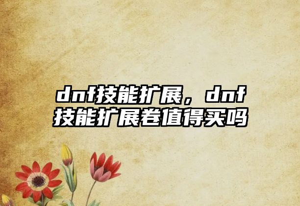 dnf技能擴展，dnf技能擴展卷值得買嗎