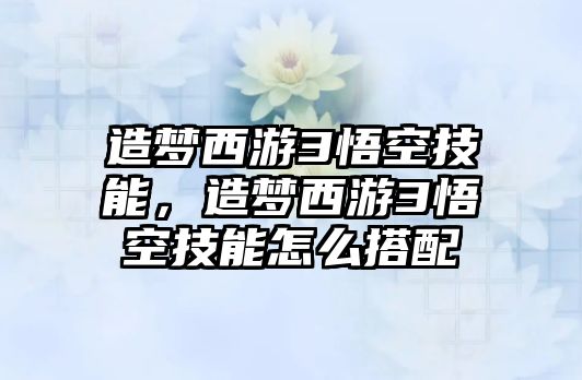 造夢西游3悟空技能，造夢西游3悟空技能怎么搭配