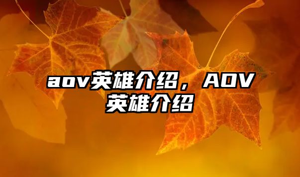 aov英雄介紹，AOV英雄介紹