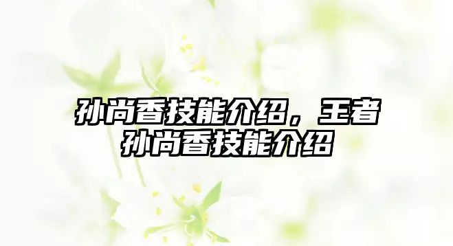 孫尚香技能介紹，王者孫尚香技能介紹