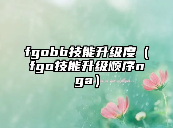 fgobb技能升級(jí)度（fgo技能升級(jí)順序nga）