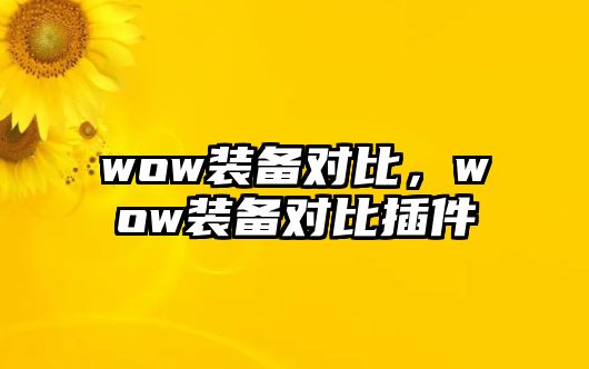 wow裝備對比，wow裝備對比插件