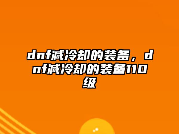 dnf減冷卻的裝備，dnf減冷卻的裝備110級