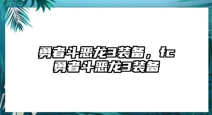 勇者斗惡龍3裝備，fc勇者斗惡龍3裝備