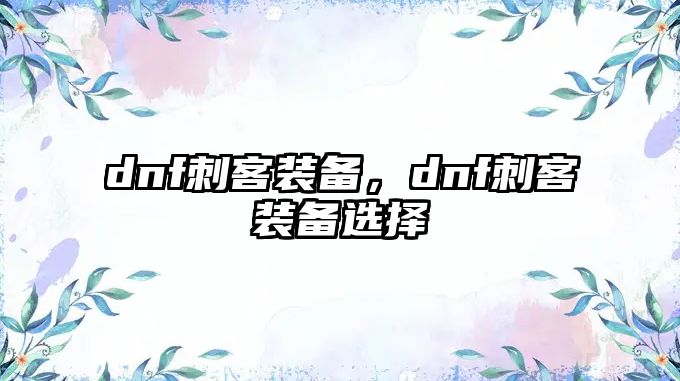 dnf刺客裝備，dnf刺客裝備選擇