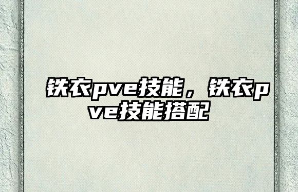 鐵衣pve技能，鐵衣pve技能搭配