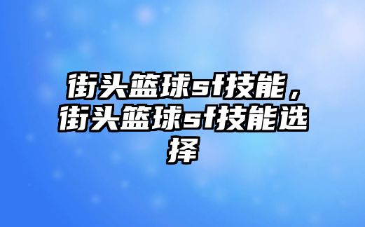 街頭籃球sf技能，街頭籃球sf技能選擇