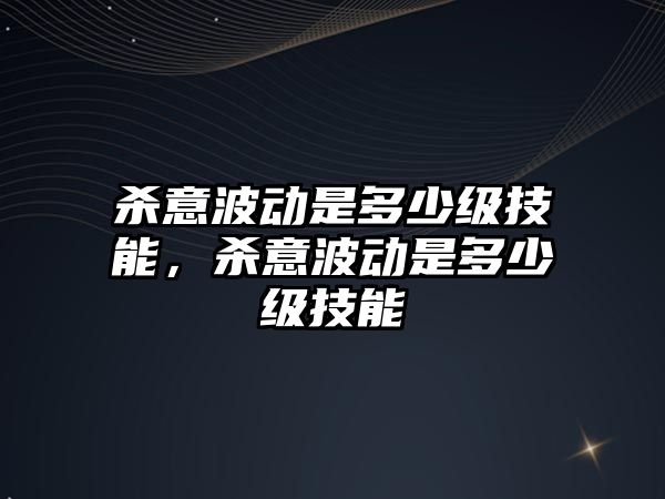 殺意波動是多少級技能，殺意波動是多少級技能