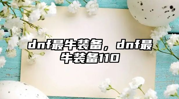 dnf最牛裝備，dnf最牛裝備110