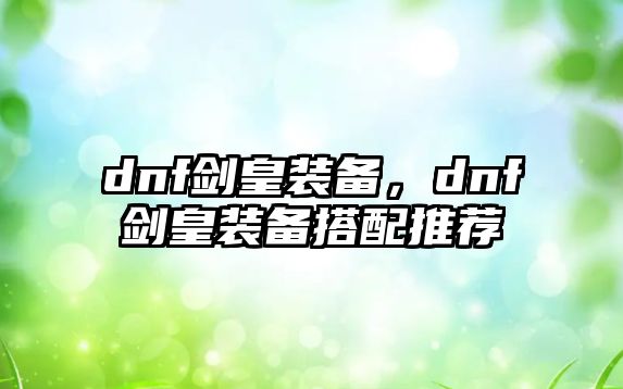 dnf劍皇裝備，dnf劍皇裝備搭配推薦