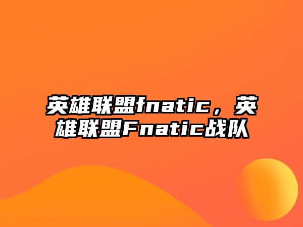 英雄聯盟fnatic，英雄聯盟Fnatic戰隊