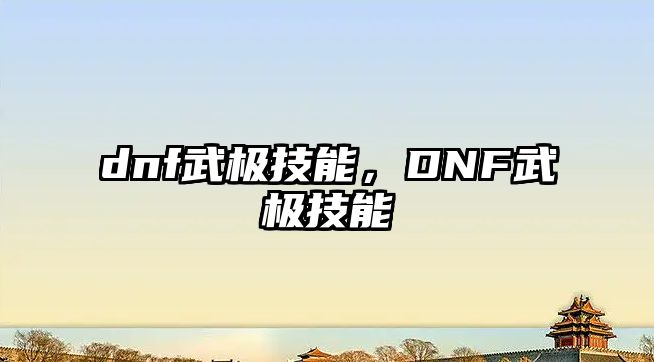 dnf武極技能，DNF武極技能