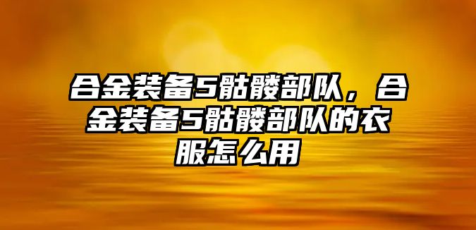 合金裝備5骷髏部隊，合金裝備5骷髏部隊的衣服怎么用