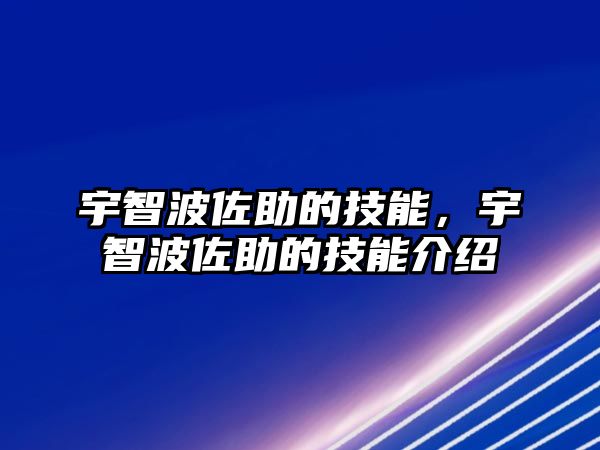 宇智波佐助的技能，宇智波佐助的技能介紹