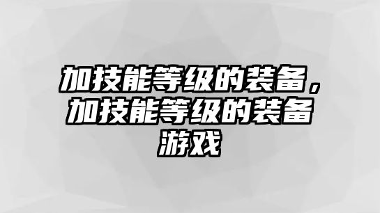 加技能等級的裝備，加技能等級的裝備游戲