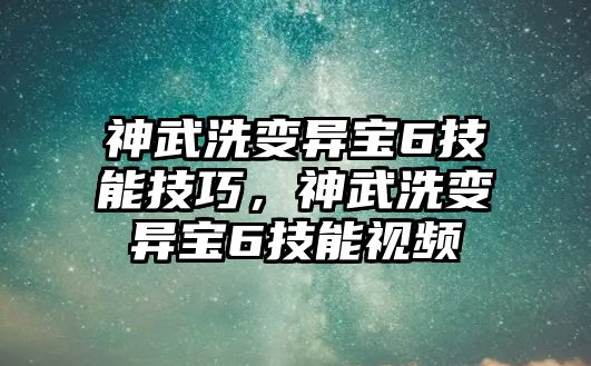 神武洗變異寶6技能技巧，神武洗變異寶6技能視頻