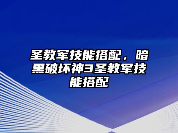 圣教軍技能搭配，暗黑破壞神3圣教軍技能搭配