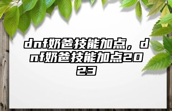 dnf奶爸技能加點(diǎn)，dnf奶爸技能加點(diǎn)2023