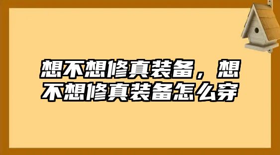 想不想修真裝備，想不想修真裝備怎么穿