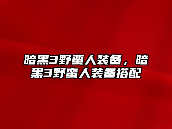 暗黑3野蠻人裝備，暗黑3野蠻人裝備搭配