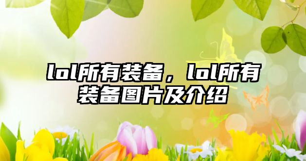 lol所有裝備，lol所有裝備圖片及介紹