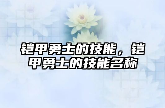 鎧甲勇士的技能，鎧甲勇士的技能名稱