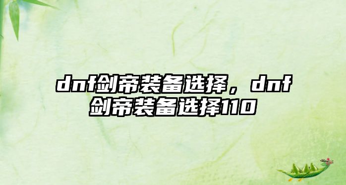 dnf劍帝裝備選擇，dnf劍帝裝備選擇110