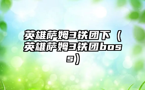 英雄薩姆3鐵團下（英雄薩姆3鐵團boss）