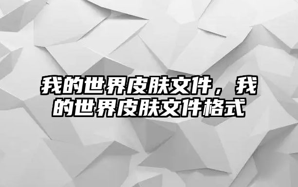 我的世界皮膚文件，我的世界皮膚文件格式