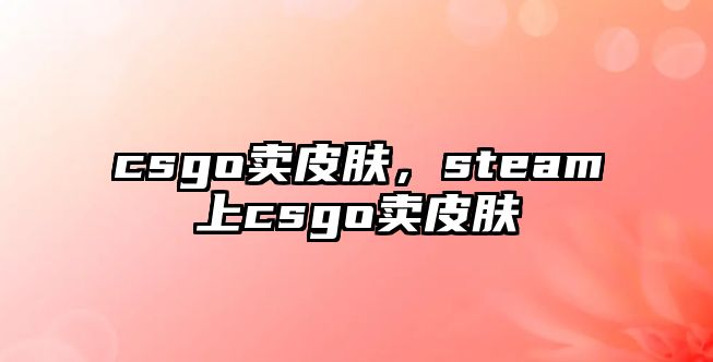 csgo賣皮膚，steam上csgo賣皮膚