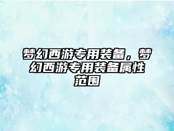 夢幻西游專用裝備，夢幻西游專用裝備屬性范圍