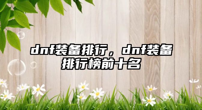 dnf裝備排行，dnf裝備排行榜前十名