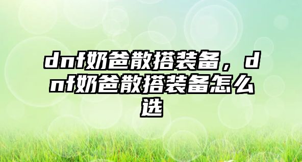 dnf奶爸散搭裝備，dnf奶爸散搭裝備怎么選