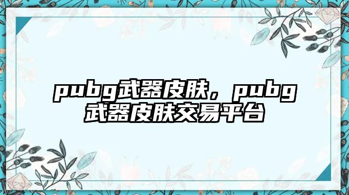 pubg武器皮膚，pubg武器皮膚交易平臺