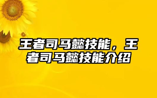 王者司馬懿技能，王者司馬懿技能介紹