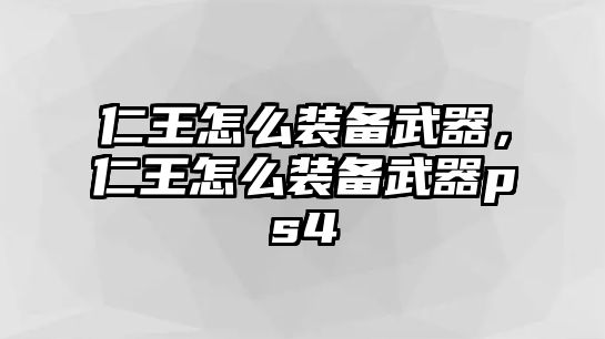 仁王怎么裝備武器，仁王怎么裝備武器ps4