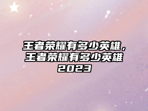 王者榮耀有多少英雄，王者榮耀有多少英雄2023