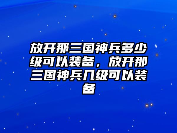 放開那三國神兵多少級可以裝備，放開那三國神兵幾級可以裝備