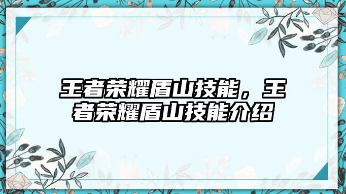 王者榮耀盾山技能，王者榮耀盾山技能介紹