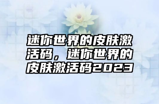 迷你世界的皮膚激活碼，迷你世界的皮膚激活碼2023