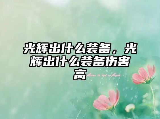 光輝出什么裝備，光輝出什么裝備傷害高