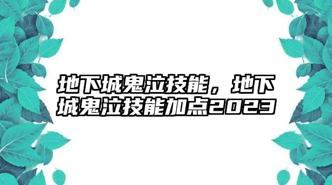 地下城鬼泣技能，地下城鬼泣技能加點(diǎn)2023