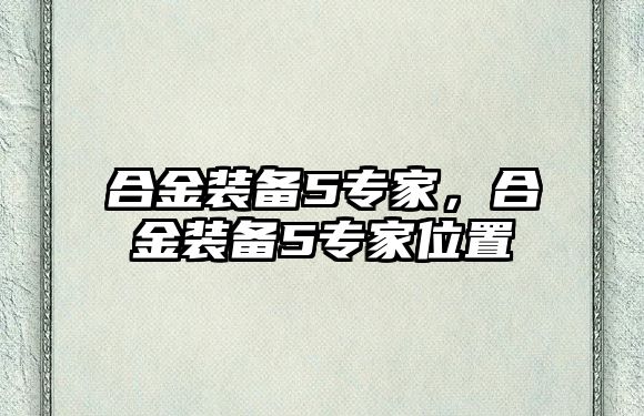 合金裝備5專家，合金裝備5專家位置