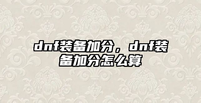 dnf裝備加分，dnf裝備加分怎么算