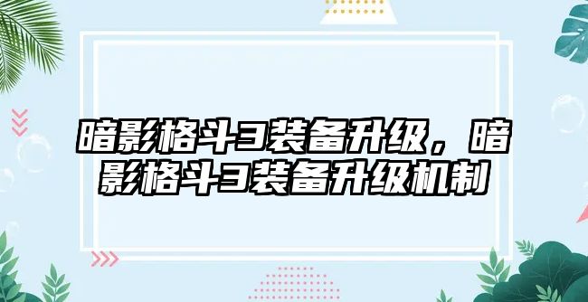 暗影格斗3裝備升級(jí)，暗影格斗3裝備升級(jí)機(jī)制