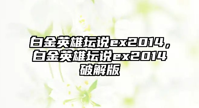 白金英雄壇說ex2014，白金英雄壇說ex2014破解版