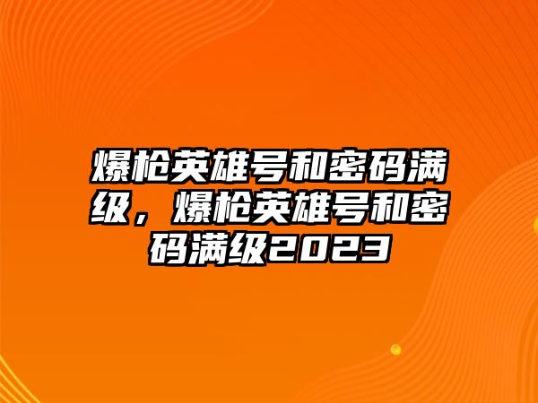 爆槍英雄號和密碼滿級，爆槍英雄號和密碼滿級2023