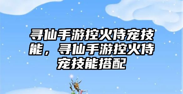 尋仙手游控火侍寵技能，尋仙手游控火侍寵技能搭配