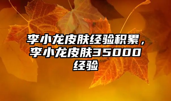 李小龍皮膚經(jīng)驗(yàn)積累，李小龍皮膚35000經(jīng)驗(yàn)